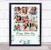 Photo Collage Father's Day Custom Gift 9-Photo Green Floral Print Or Canvas