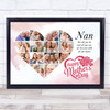 Photo Collage Gift For Nan Mother's Day 14-Photo Heart Pink Print Or Canvas