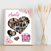 Photo Collage 100th Birthday Gift For Aunty 19-Photo Floral Print Or Canvas