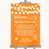 Orange Watercolour Lights No Phone Camera Unplugged Personalised Wedding Sign