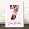 Photo Collage 5-Photo 7th Birthday Gift For Girls Kids Pink Print Or Canvas
