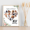 Photo Collage 10th Wedding Anniversary Gift 14-Photo Pink Floral Print Or Canvas