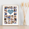 Photo Collage Gift For Grandad Father's Day 20-Photo Blue Heart Print Or Canvas