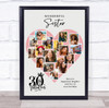 Photo Collage 30th Birthday Gift For Sister 16-Photo Pink Heart Print Or Canvas Photo Collage 30th Birthday Gift For Sister 16-Photo Pink Heart Print Or Canvas