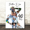 Photo Collage 40th Birthday Gift For Brother-In-Law 9-Photo Man Print Or Canvas