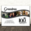 Photo Collage 100th Birthday Gift For Grandma 4-Photo Film Reel Print Or Canvas