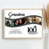 Photo Collage 100th Birthday Gift For Grandma 4-Photo Film Reel Print Or Canvas