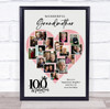 Photo Collage 100th Birthday Gift For Grandmother 16-Photo Pink Print Or Canvas Photo Collage 100th Birthday Gift For Grandmother 16-Photo Pink Print Or Canvas