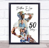 Photo Collage 50th Birthday Gift For Brother-In-Law 9-Photo Man Print Or Canvas