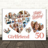 Photo Collage 50th Birthday Gift For Girlfriend 20-Photo Hearts Print Or Canvas