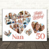 Photo Collage 50th Birthday Custom Gift For Nan 20-Photo Hearts Print Or Canvas