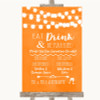 Orange Watercolour Lights Signature Favourite Drinks Personalised Wedding Sign