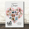 Photo Collage 60th Birthday Gift For Cousin 16-Photo Pink Heart Print Or Canvas