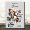 Photo Collage 60th Birthday Custom Gift For Cousin 7-Photo Grey Print Or Canvas