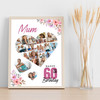 Photo Collage 60th Birthday Custom Gift For Mum 19-Photo Floral Print Or Canvas