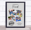 Photo Collage 70th Birthday Custom Gift For Friend 7-Photo Grey Print Or Canvas