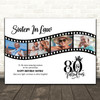 Photo Collage 80th Birthday Gift For Sister-In-Law 4-Photo Film Print Or Canvas