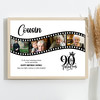 Photo Collage 90th Birthday Gift For Cousin 4-Photo Film Female Print Or Canvas