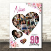 Photo Collage 90th Birthday Custom Gift For Nan 19-Photo Floral Print Or Canvas Photo Collage 90th Birthday Custom Gift For Nan 19-Photo Floral Print Or Canvas
