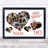 Photo Collage 90th Birthday Custom Gift For Nan 20-Photo Hearts Print Or Canvas