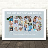 Photo Collage Blue Birthday Gift For Brother 22-Photo Year 1986 Print Or Canvas
