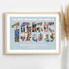 Photo Collage Blue Birthday Gift For Grandad 23-Photo Year 1955 Print Or Canvas