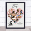 Photo Collage 16th Birthday Gift For Cousin 16-Photo Pink Heart Print Or Canvas Photo Collage 16th Birthday Gift For Cousin 16-Photo Pink Heart Print Or Canvas