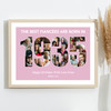 Photo Collage Pink Birthday Gift For Fiancee 24-Photo Year 1935 Print Or Canvas