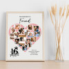 Photo Collage 16th Birthday Gift For Friend 16-Photo Pink Heart Print Or Canvas Photo Collage 16th Birthday Gift For Friend 16-Photo Pink Heart Print Or Canvas
