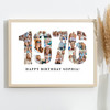 Photo Collage White Birthday Gift For Anyone 21-Photo Year 1976 Print Or Canvas