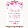 Pink Watercolour Floral Cheers To Love Personalised Wedding Sign