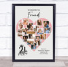 Photo Collage 21st Birthday Gift For Friend 16-Photo Pink Heart Print Or Canvas Photo Collage 21st Birthday Gift For Friend 16-Photo Pink Heart Print Or Canvas