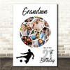 Photo Collage 21st Birthday Gift For Grandson 14-Photo Football Print Or Canvas