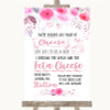 Pink Watercolour Floral Cheesecake Cheese Song Personalised Wedding Sign