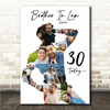 Photo Collage 30th Birthday Gift For Brother-In-Law 9-Photo Man Print Or Canvas