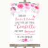 Pink Watercolour Floral Confetti Personalised Wedding Sign