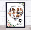 Photo Collage 5th Wedding Anniversary Gift 14-Photo Pink Floral Print Or Canvas Photo Collage 5th Wedding Anniversary Gift 14-Photo Pink Floral Print Or Canvas