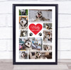 Photo Collage Pets Memorial Gift For Anyone 10-Photo Red Heart Print Or Canvas