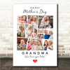 Photo Collage Gift For Grandma Mother's Day 11-Photo Red Heart Print Or Canvas