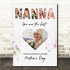 Photo Collage Gift For Nanna Mother's Day 4-Photo Heart Floral Print Or Canvas