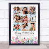 Photo Collage Mother's Day Gift For Anyone 9-Photo Pink Floral Print Or Canvas