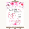 Pink Watercolour Floral Date Jar Guestbook Personalised Wedding Sign