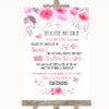 Pink Watercolour Floral Don't Post Photos Facebook Personalised Wedding Sign