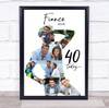 Photo Collage 40th Birthday Custom Gift For Fiancé 9-Photo Man Print Or Canvas
