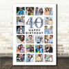 Photo Collage 40th Birthday Gift For Husband 20-Photo Portrait Print Or Canvas