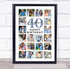 Photo Collage 40th Birthday Gift For Husband 20-Photo Portrait Print Or Canvas
