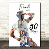 Photo Collage 50th Birthday Custom Gift For Friend 9-Photo Man Print Or Canvas