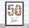 Photo Collage 50th Birthday Gift For Her 17-Photo Age 50 White Print Or Canvas