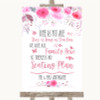 Pink Watercolour Floral All Family No Seating Plan Personalised Wedding Sign