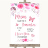 Pink Watercolour Floral I Love You Message For Mum Personalised Wedding Sign